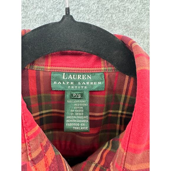 Vintage Lauren by Ralph Lauren Women's sz S Petite Red Plaid Button Down Flannel - Picture 4 of 11